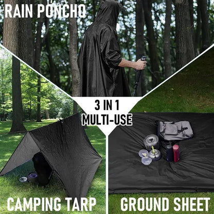 Hooded Rain Poncho For Adult With Pocket