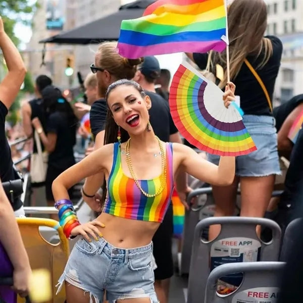 Rainbow Folding Fan