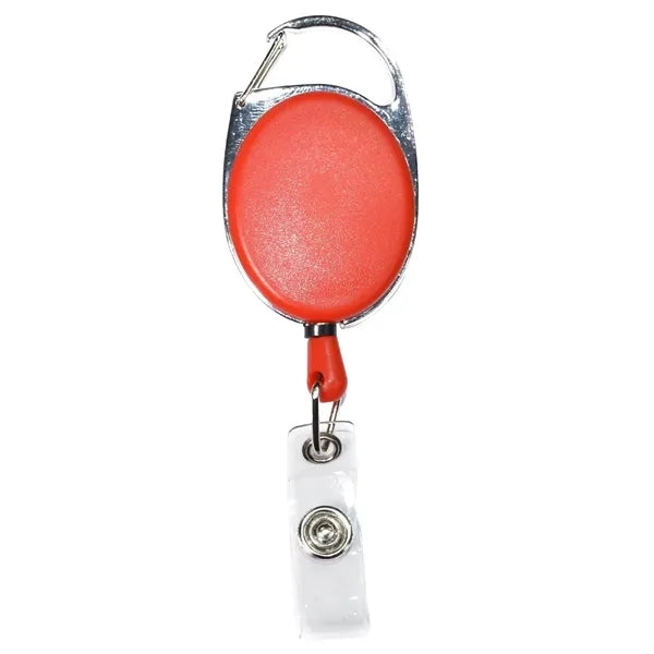 Both Side Plain Oval Carabiner Retractable Badge Reel