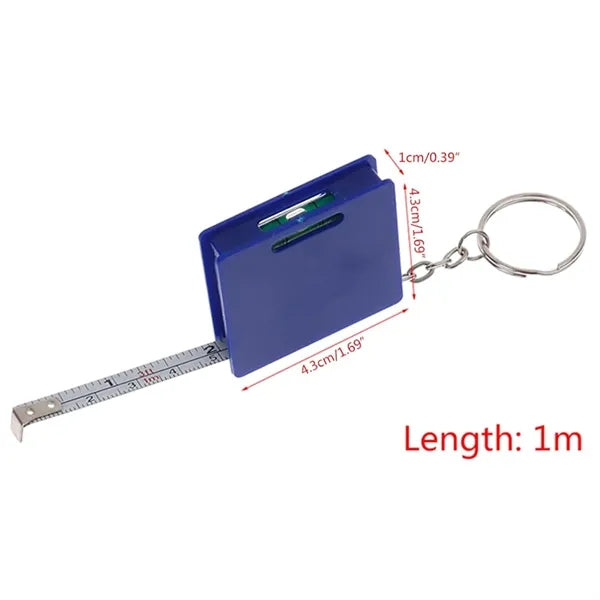 Customized Mini Square Tape Measure With Level Keychain