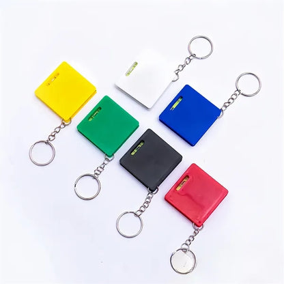 Customized Mini Square Tape Measure With Level Keychain