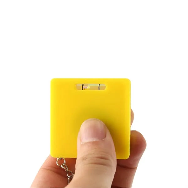 Customized Mini Square Tape Measure With Level Keychain