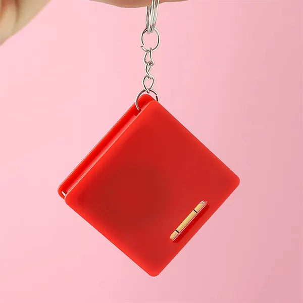 Customized Mini Square Tape Measure With Level Keychain