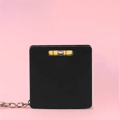 Customized Mini Square Tape Measure With Level Keychain