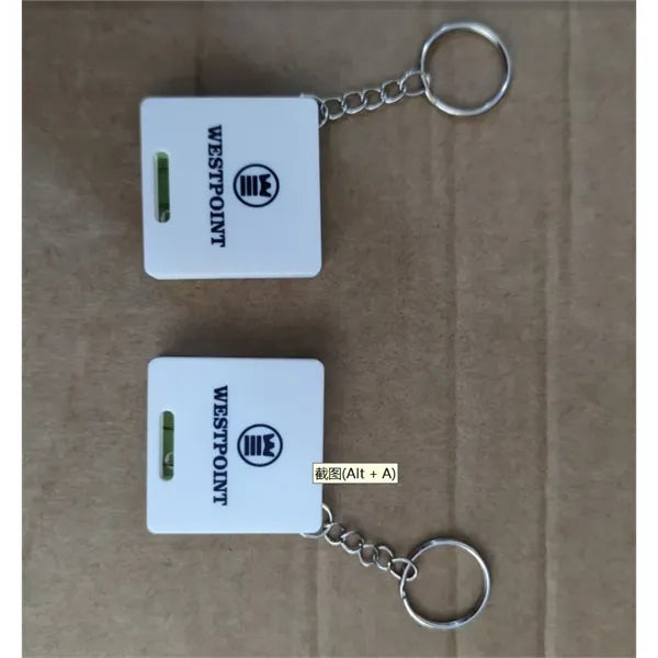 Customized Mini Square Tape Measure With Level Keychain