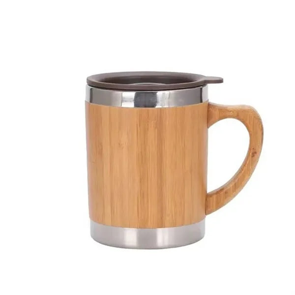 12OZ Stainless Steel Bamboo Shell Thermal Cup With Handle