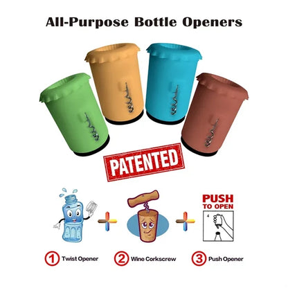 3-in-1 multifunctional magnetic bottle opener for wine/beer