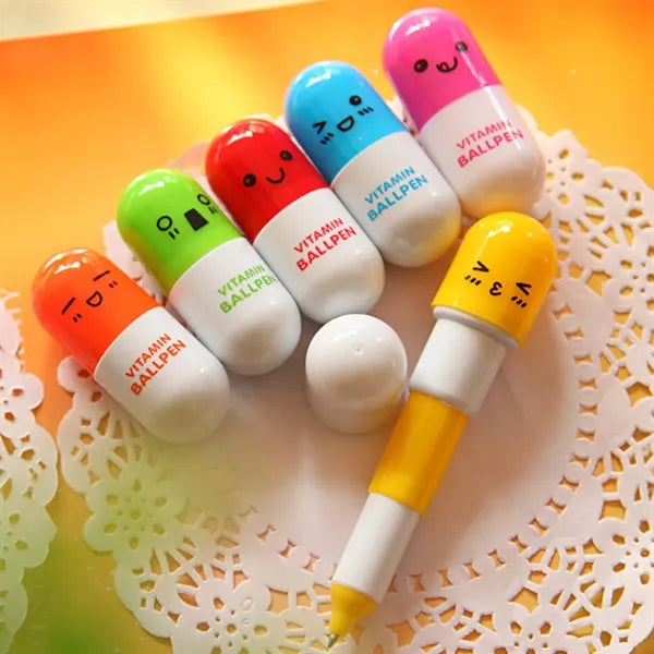 Creative Pill Capsule Shape Retractable Ballpoint Pen