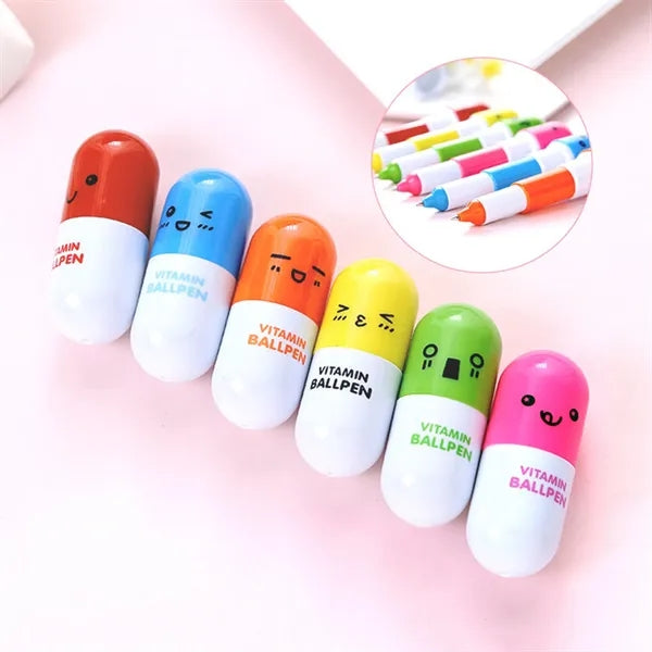 Creative Pill Capsule Shape Retractable Ballpoint Pen