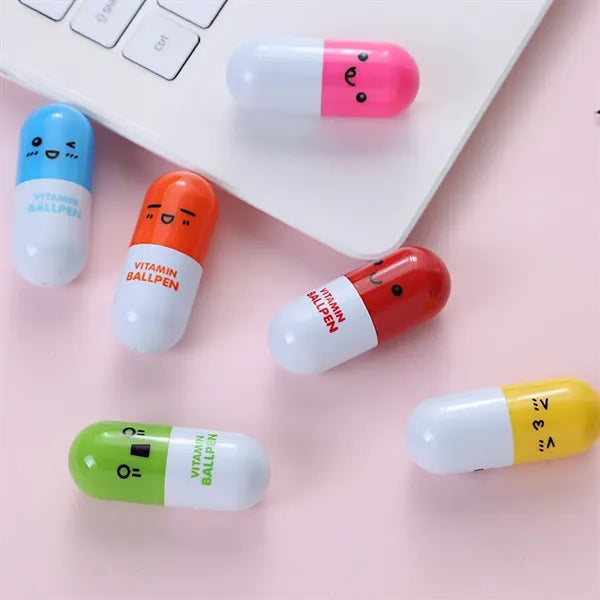 Creative Pill Capsule Shape Retractable Ballpoint Pen