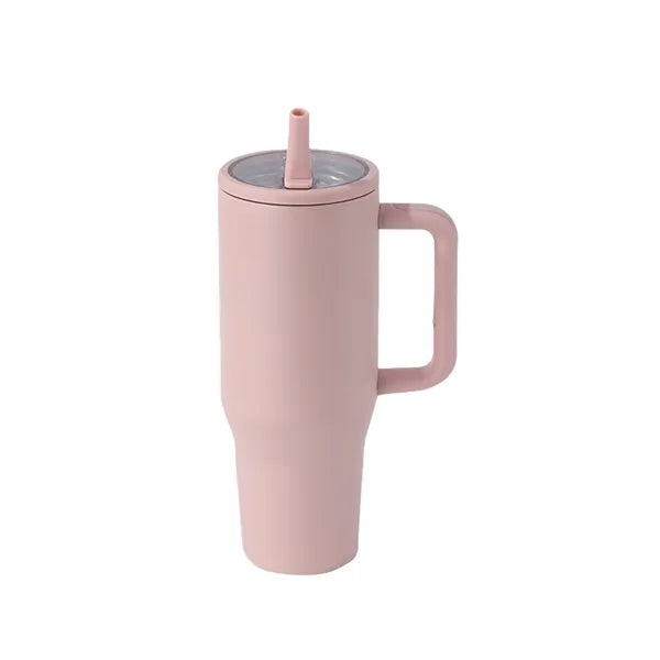 40oz Double Layer Car Cup With Leak Proof Foldable Straw Lid