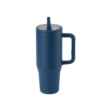 40oz Double Layer Car Cup With Leak Proof Foldable Straw Lid