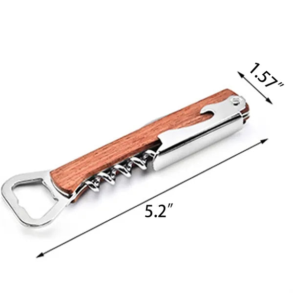 Multifunctional Wooden Handle Corkscrew Wine Bottle Opener