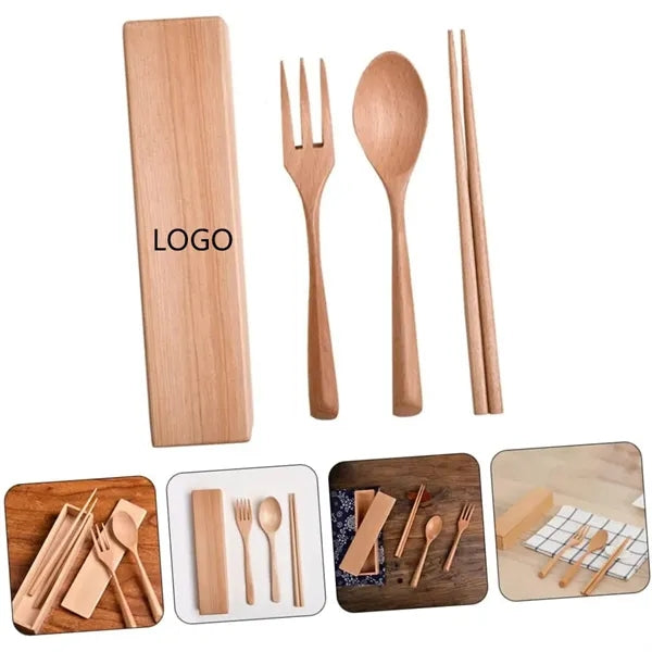 Portable Wooden Flatware Kit