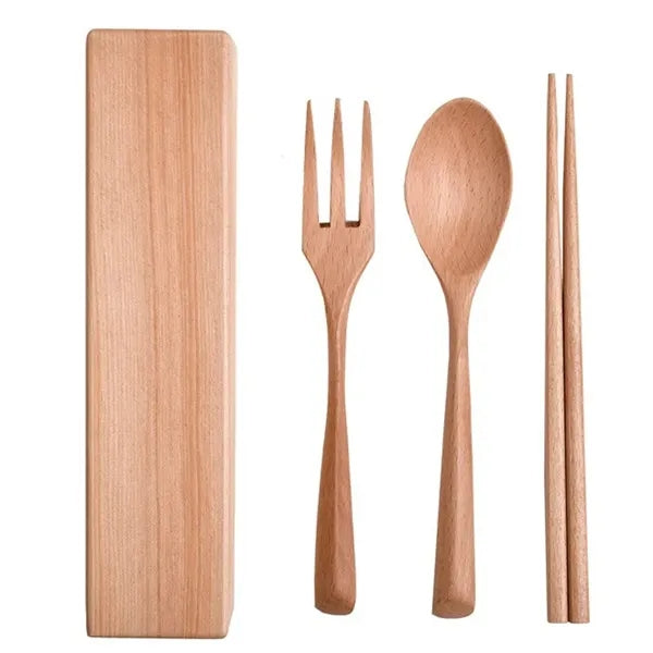 Portable Wooden Flatware Kit