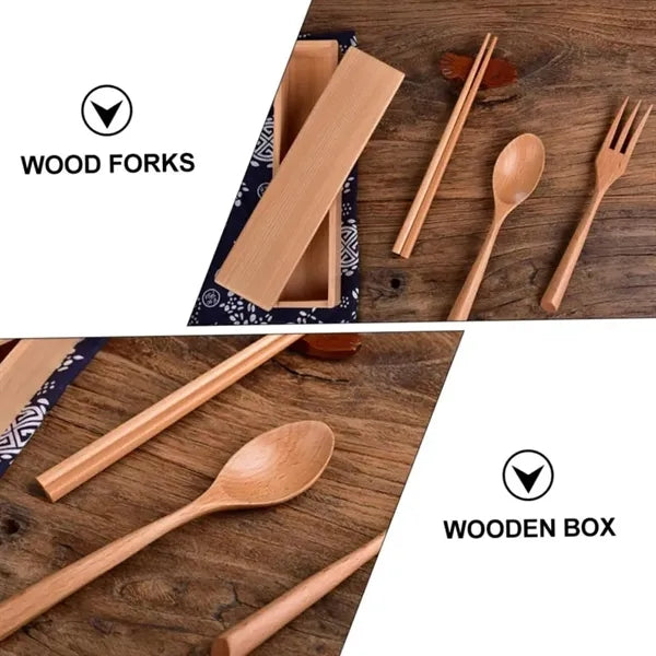 Portable Wooden Flatware Kit