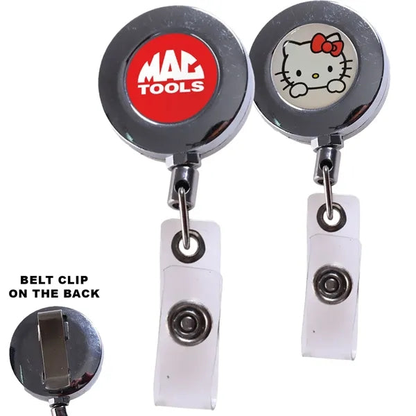 Zinc Alloy Round Badge Reel Holder w/ Belt Clip