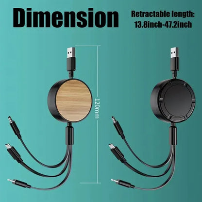 Bamboo 3 in 1 fast charging retractable data cable