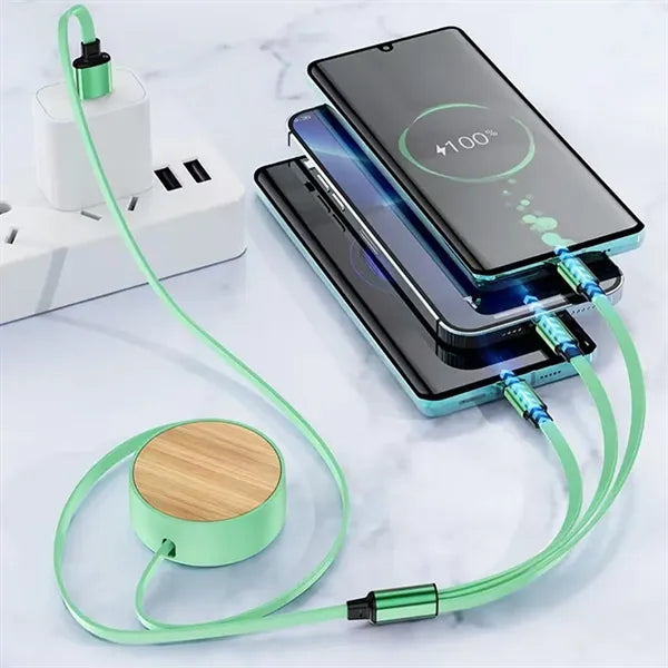 Bamboo 3 in 1 fast charging retractable data cable