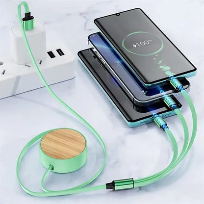 Bamboo 3 in 1 fast charging retractable data cable