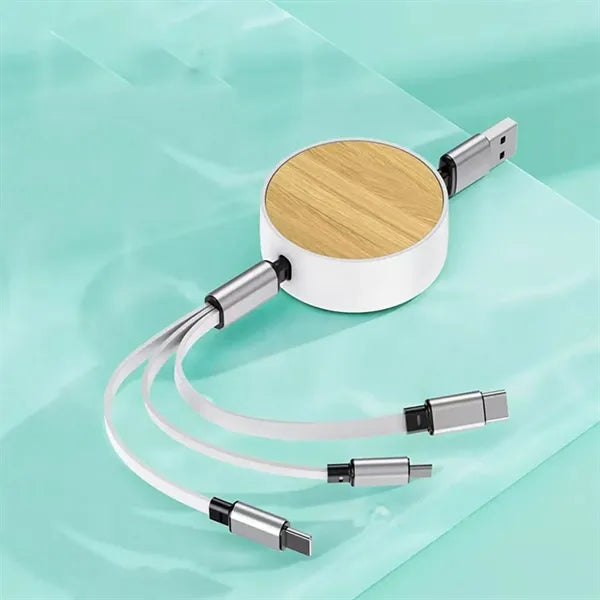 Bamboo 3 in 1 fast charging retractable data cable