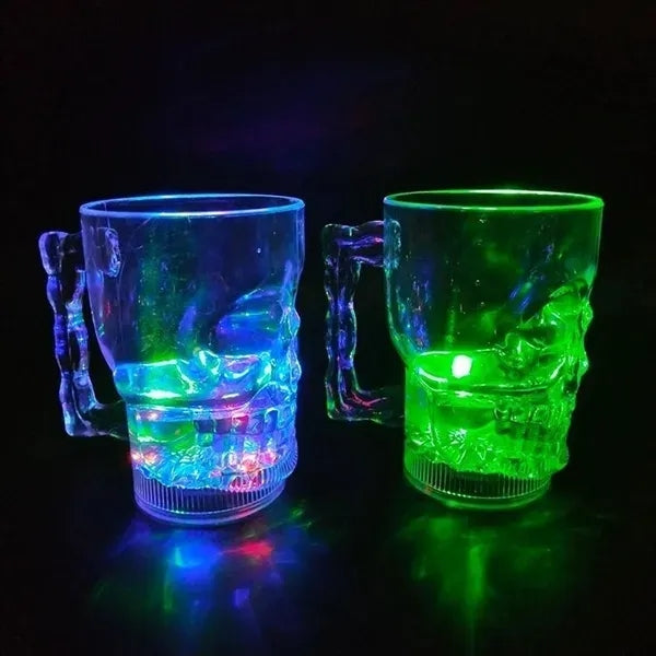 14 Oz. Flashing LED Lighted Skull Cup Halloween Party Mug