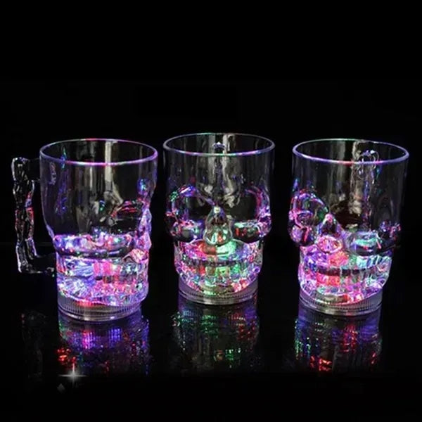 14 Oz. Flashing LED Lighted Skull Cup Halloween Party Mug