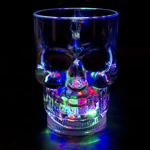 14 Oz. Flashing LED Lighted Skull Cup Halloween Party Mug
