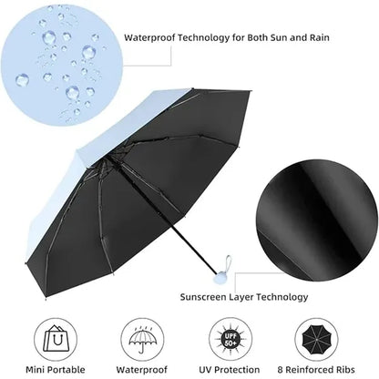 Mini Windproof Sun & Rain Pocket Umbrella With Case