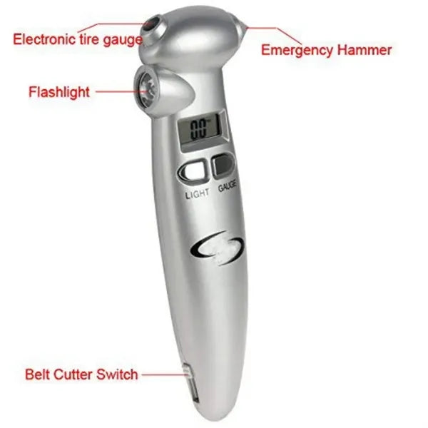 Digital Tire Pressure Gauge Safety Hammer Multi-Function