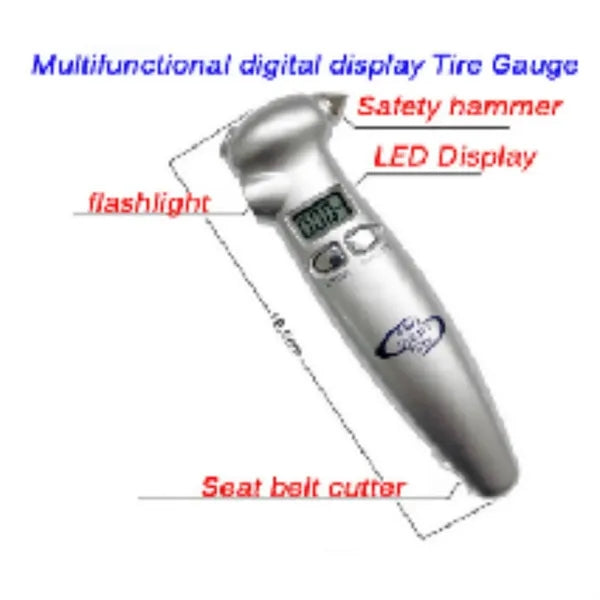Digital Tire Pressure Gauge Safety Hammer Multi-Function