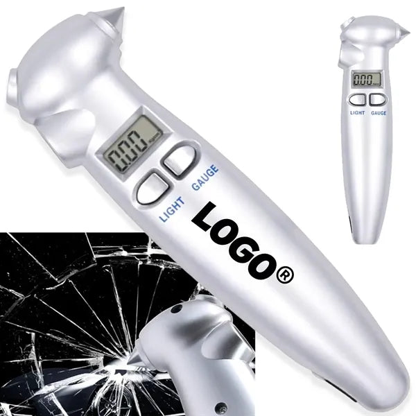 Digital Tire Pressure Gauge Safety Hammer Multi-Function
