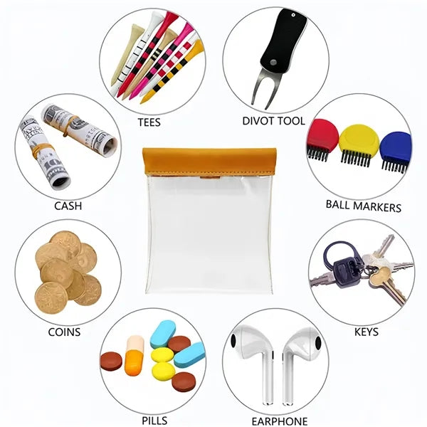 Transparent Sports Golf Tee Divot Ball Marker Pouch
