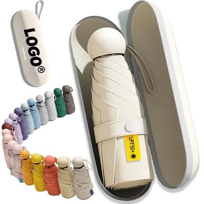 Mini Windproof Sun & Rain Pocket Umbrella With Case