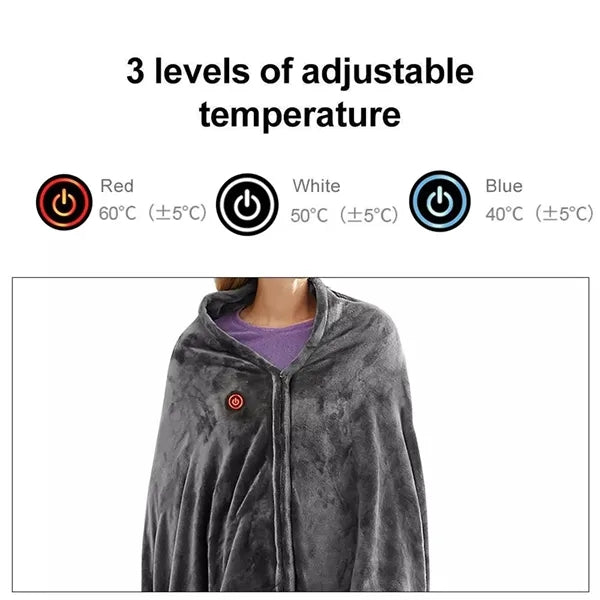 Rechargeable Ribbed Flannel Heated Blanket Electric Throw