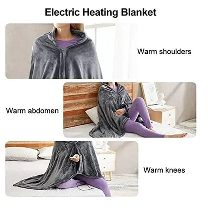 Rechargeable Ribbed Flannel Heated Blanket Electric Throw