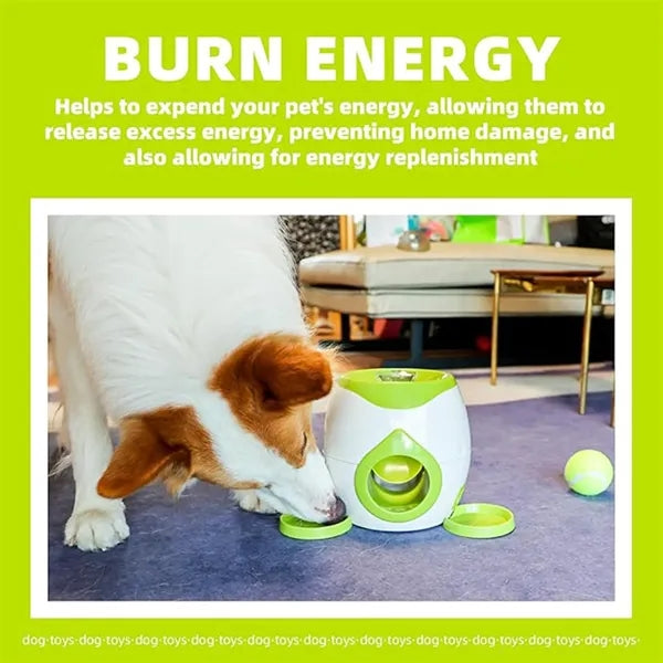 Automatic Tennis Launcher Dog Feeder Toy Treat Dispenser