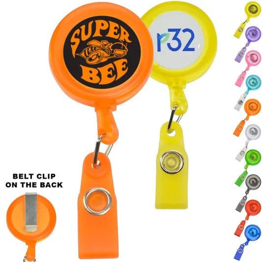 Transparent Badge Reel Holder w/ Match Color String & Strap