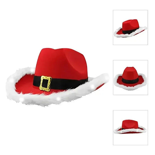 Santa Claus Christmas Hat, White Light Fur Trim