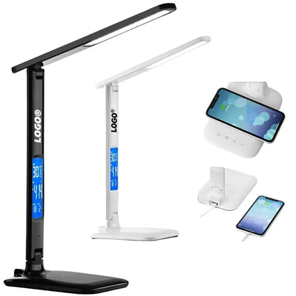 Wireless Charging Led Desk Lamp Lcd Screen Alarm Clock
