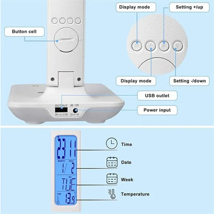 Wireless Charging Led Desk Lamp Lcd Screen Alarm Clock