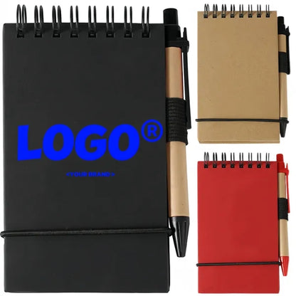 Pocket Kraft Paper Spiral Notebook with Pen Kit