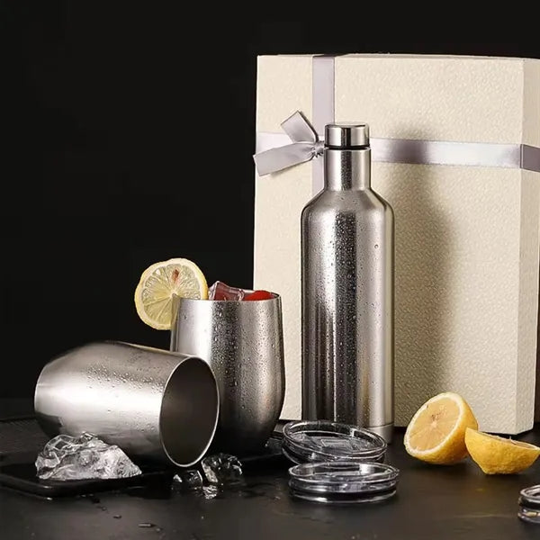 Set Double Wall Insulated Travel Thermos Mugs Gift