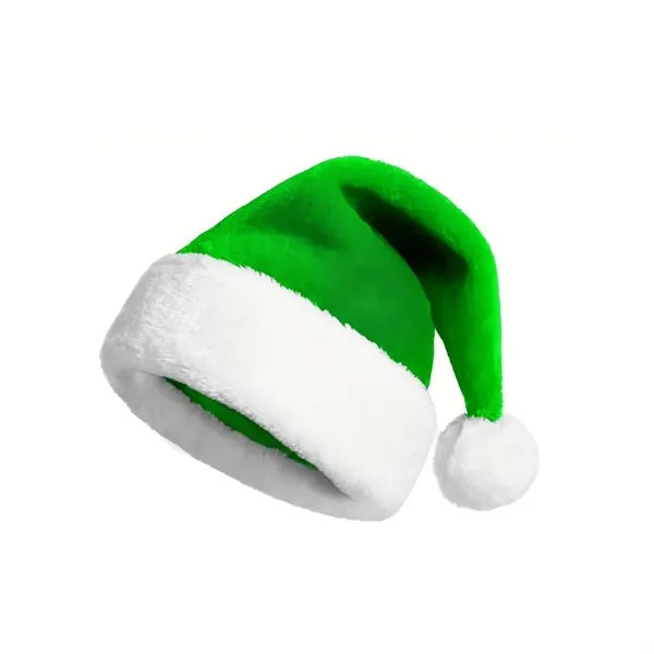 Short Plush Christmas Santa Hat With White Cuff