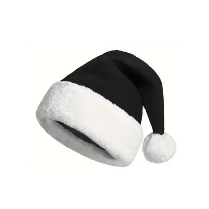 Short Plush Christmas Santa Hat With White Cuff