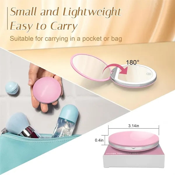 LED rechargeable light round mirror Compact