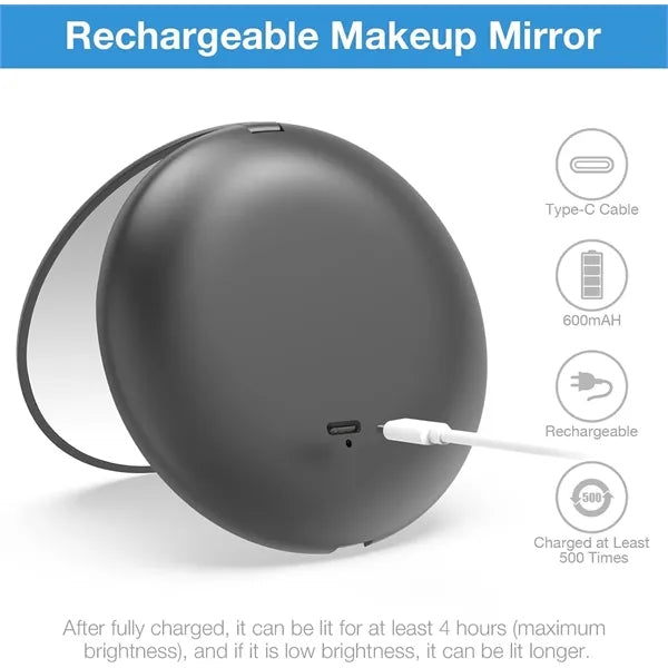 LED rechargeable light round mirror Compact