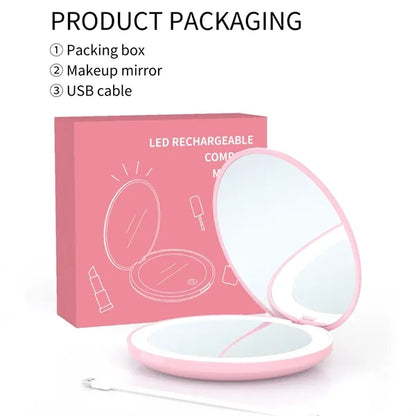 LED rechargeable light round mirror Compact