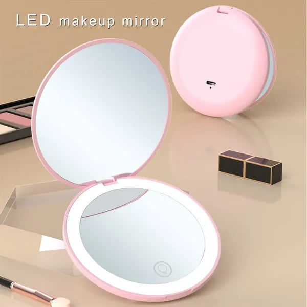 LED rechargeable light round mirror Compact