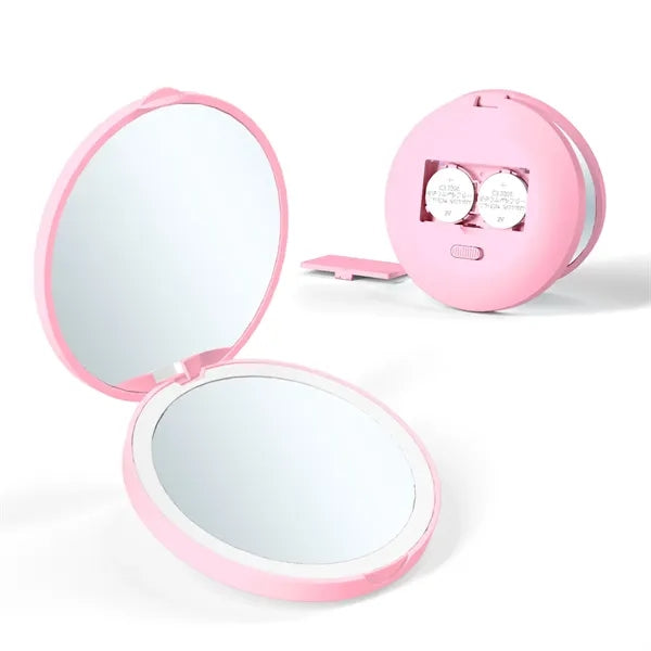 LED rechargeable light round mirror Compact